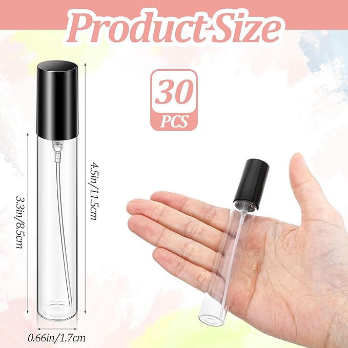 30 PCS Glass Refillable Perfume Bottles, 15ml Mini Glass Spray Bottles Perfume Travel Bottle Pocket Spray Atomizer Empty Fragrance Atomizer Travel Size Perfumes Refill Bottles-Black