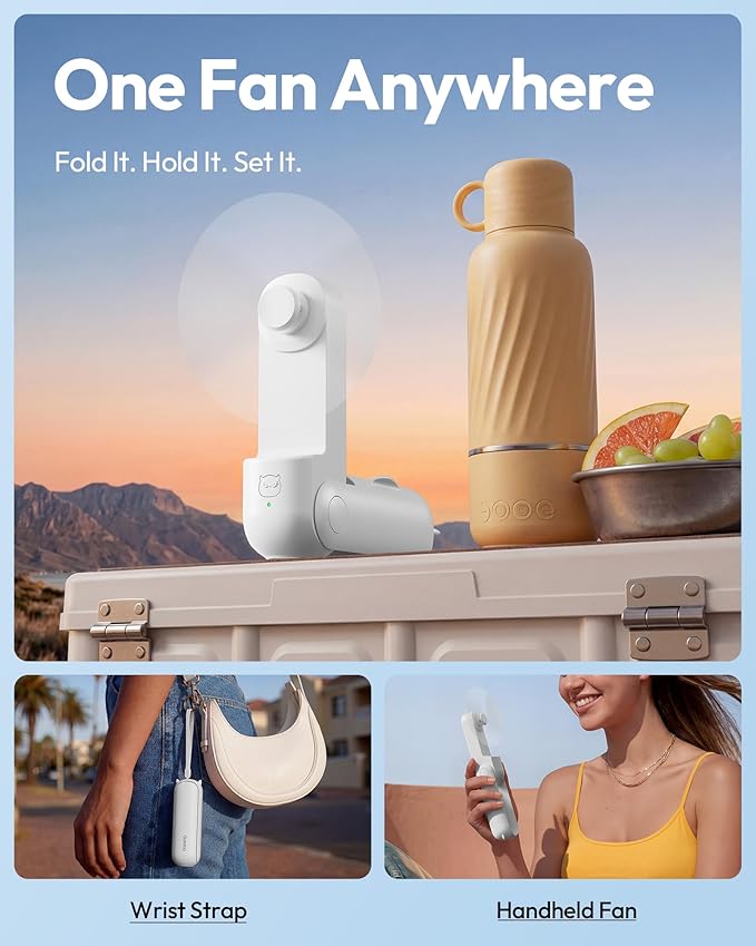 Gaiatop Portable Handheld Fan, 3 in 1 Mini Fan Handheld [17h Max Cooling], Foldable Personal Fans Pocket Design, USB Travel Fans Portable, Lash Trip Summer Essential Cute Gifts for Women Girl, White