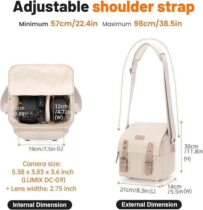 Cwatcun Camera Sling Bag for Women， Small Crossbody Bag Canvas Purse Compatible for Canon, Nikon, Sony Mirrorless Cameras & Lenses Cute Retro Beige