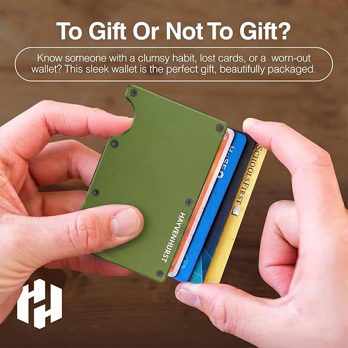 Hayvenhurst Wallet for Men - Slim RFID Blocking Metal Wallet with Money Clip, Minimalist Front Pocket Credit Card Holder, Small Mens Wallet | Reinvented Design