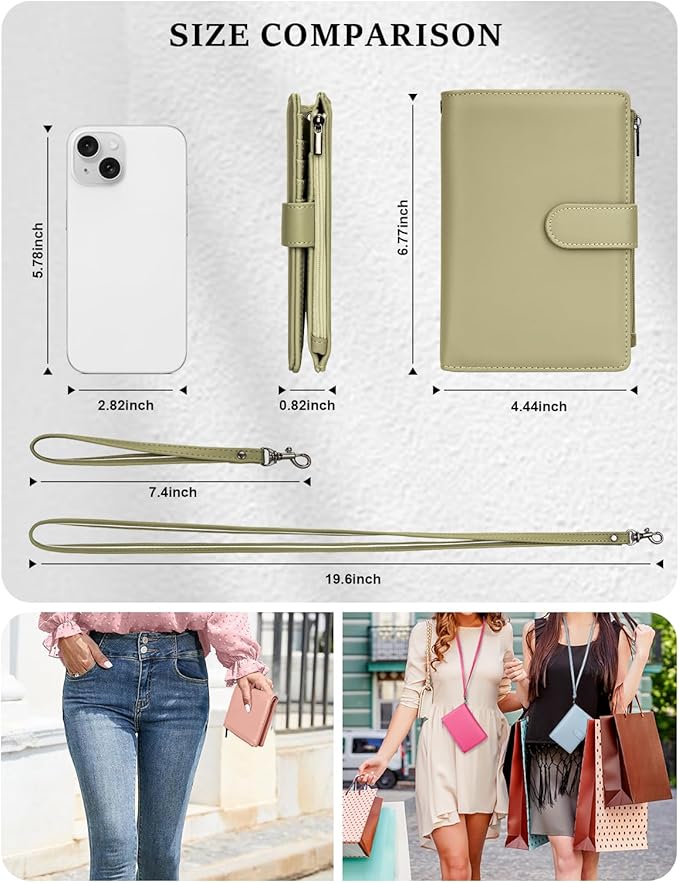 RFID Passport Holder for Women/Men Travel Gift, Large Capacity Passport Wallet, Family Travel Documents Organizer with Card/Airtag Slot, Zipper coin pocket, Cash Holder Passport Cover Case(Moss Green)