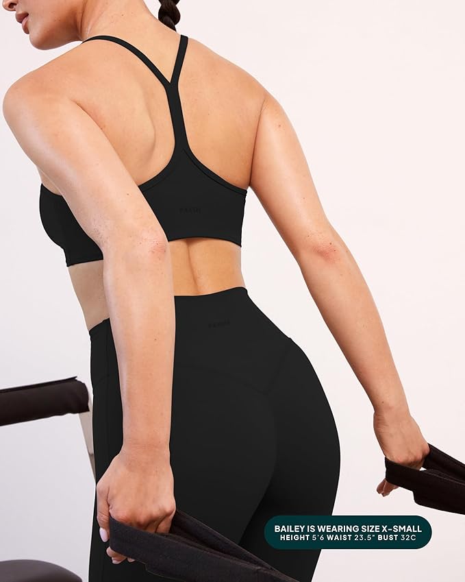 PAVOI ACTIVE Yoga Racerback Bras for Women - Buttery Soft Low Support Scoop Neck Y-Back Thin Strap Sports Bra - FlexFlow