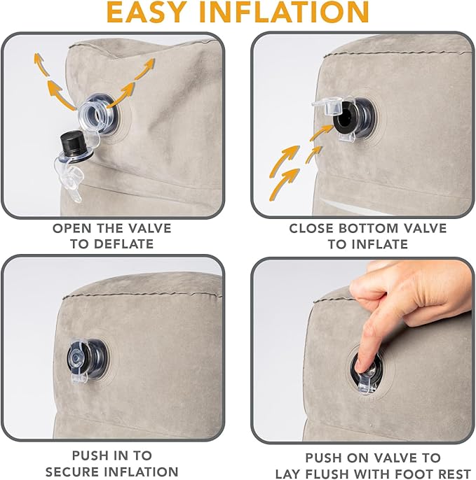 LoftyRest Inflatable Foot Rest Pillow for Travel- Kid-Friendly Bed Design for Airplane Travel - 3 Adjustable Heights - 3 Pockets - Airplane, Car, Train, & Home - Ensures Restful Flight for Kids/Adults