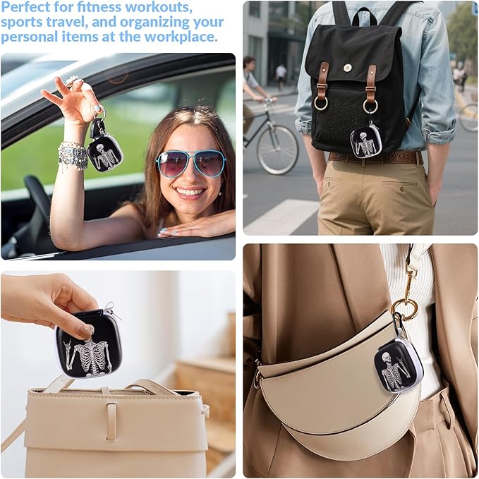 Earbud Case, Personalised Patterned Portable EVA Headphone case Cell Phone Accessories Organizer with Carabiner for Wired/Wireless Earphone, Earbud, Earpieces, SD Memory Card, Camera Chips