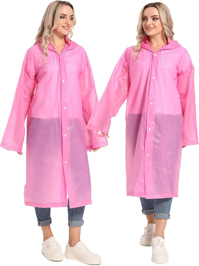 2PCS Rain Ponchos for Adults Reusable Rain Coats for Adults Rain Jackets Raincoats for Men Women