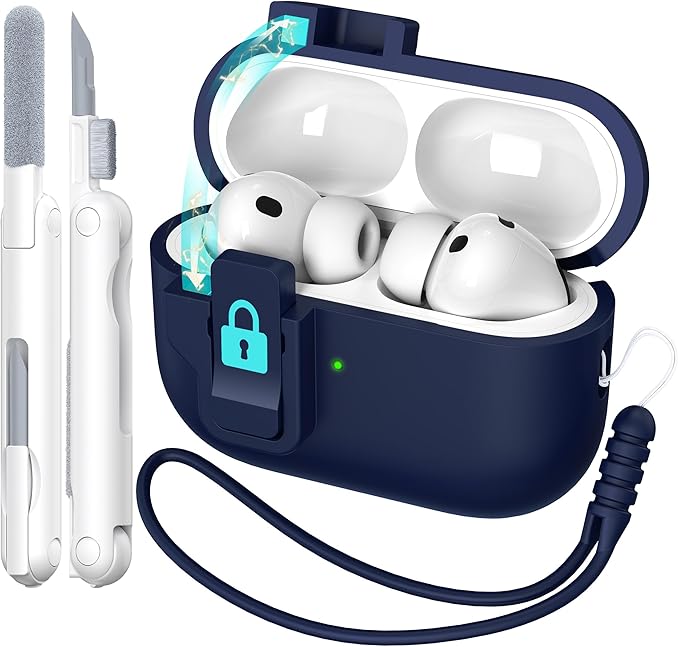 R-fun for AirPods Pro 3 Case with Cleaning Kit, Soft Liquid Silicone Rubber Protective Cover, Compatible with AirPods Pro 3rd Generation Case (2025), Compatible with MagSafe, Midnight Blue