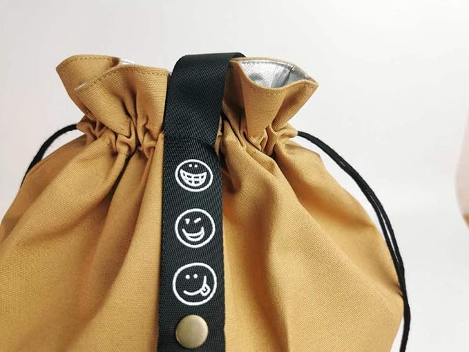 Reusable Drawstring Lunch Bag,Insulated Handbag Tote bag with Handle,Lunch Sackand Drawstring Closure for Women Work Picnic or Travel (Khaki)