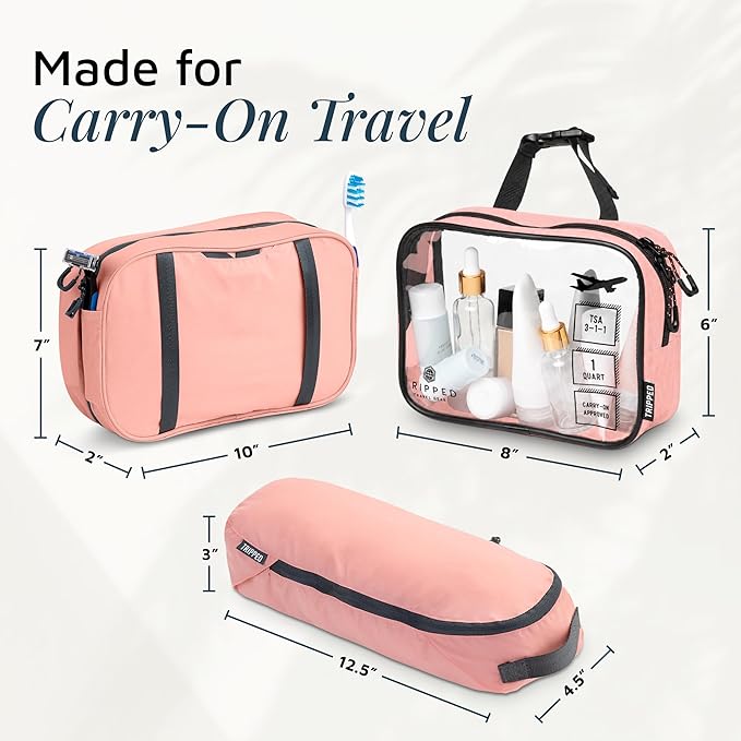 Toiletry Bag Kit Set: Hanging Travel Toiletry Bag + 311 TSA Cosmetic Liquid Bag + Ultralight Accessory Organizer Pouch