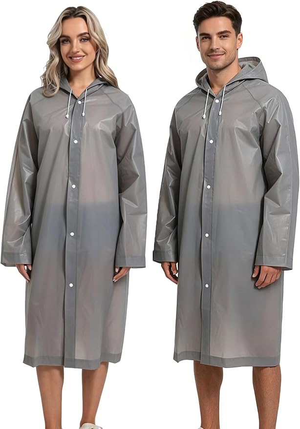 Rain Ponchos for Adults Reusable Raincoats Survival Heavy Duty Military Impermeable 2 Packs Rain Coat…