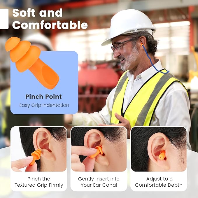 Ear Plugs for Noise Reduction, 10 Pairs Shooting Ear Protection for Gun Range, Hearing Protection for Shooters, Ear Plugs for Shooting, Silicone Ear Plugs