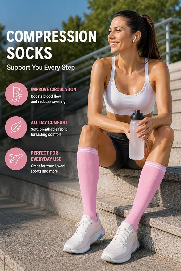 Aoliks Compression Socks for Women & Men 4 Pairs, Best Support for Nurses Running Travel