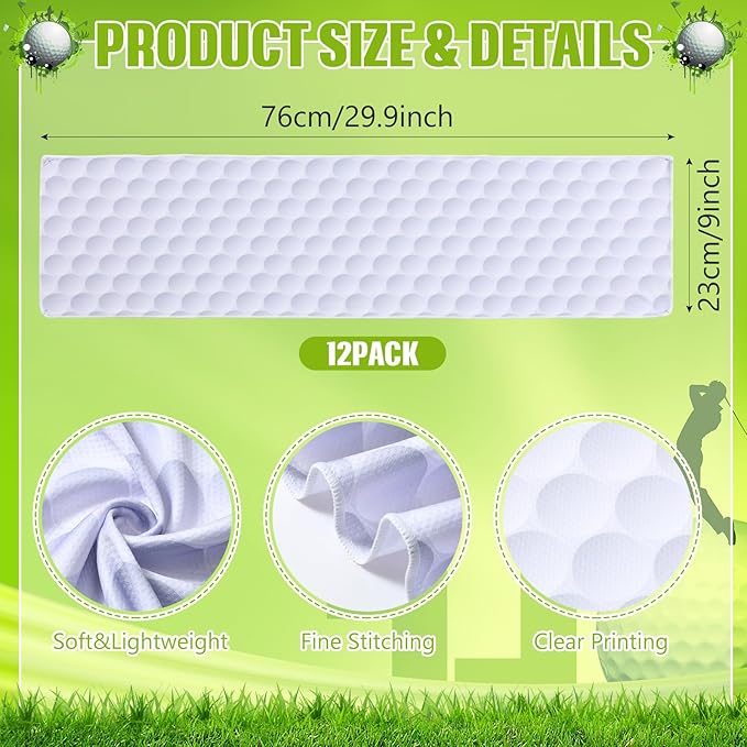 Peryiter 12 Counts Mini Cooling Towel, 30" x 9" Baseball Softball Soccer Golf Sweat Towel, Breathable Chilly Rag, Microfiber Sport Rags for Team Gym Running Coach Gift