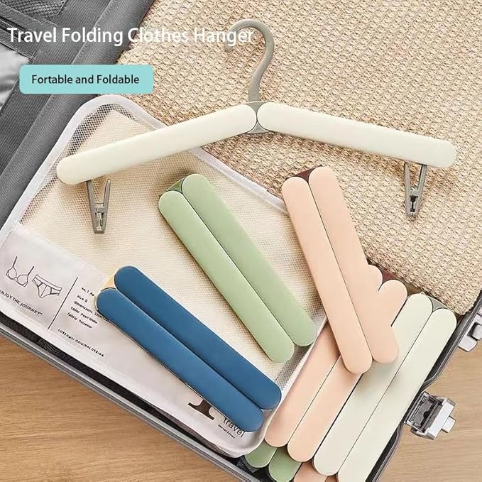 4 Pack Travel Hangers,Foldable Hangers,with Hidden Clips,Lightweight and Portable,Space Saving,Suitable for Skirts, Pants,Suits, Jackets, etc (Pink)