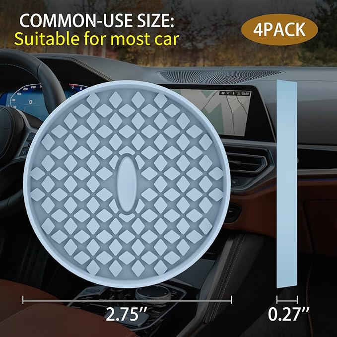 ME.FAN Car Cup Coasters [4 Pack] Silicone Car Coasters/Cup Mats, Non-Slip Recessed Car Interior Accessories Ether
