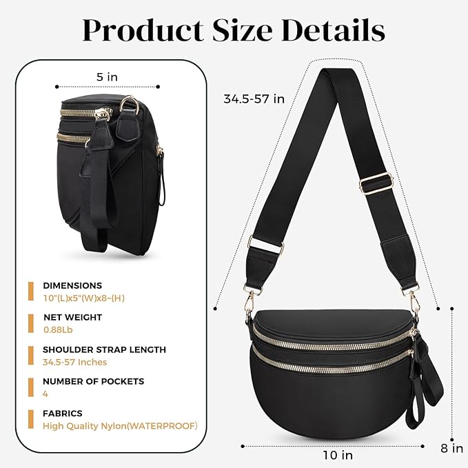 Spacious Nylon Checkered Crossbody Bum Bag for Women, Fashion Checkerboard Fanny Pack Purse with Anti-theft Pocket, Adjustable Wider Strap Wasit Bag
