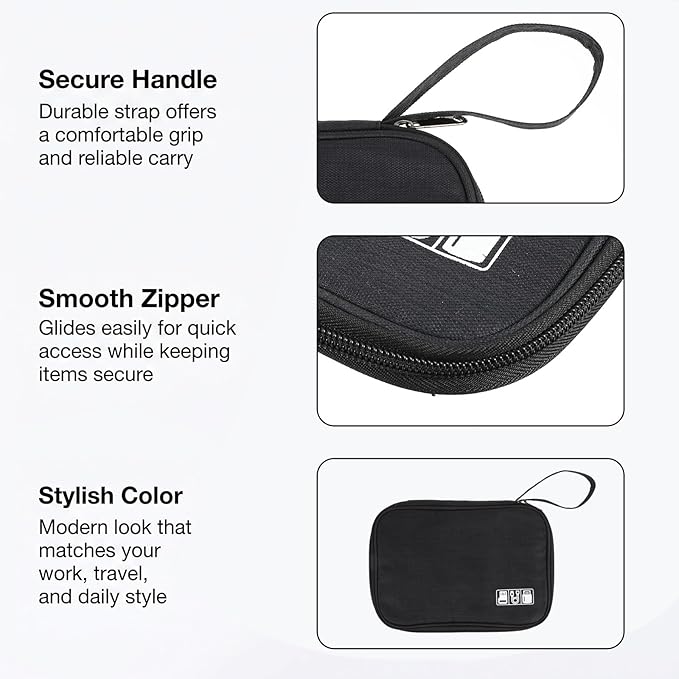 Electronics Organizer Travel Case with 6 Cable Ties, Travel Cord Organizer, Portable Waterproof Cable Organizers Storage Bag Charger Cord Organizers for Charger Phone Earphone Electronic