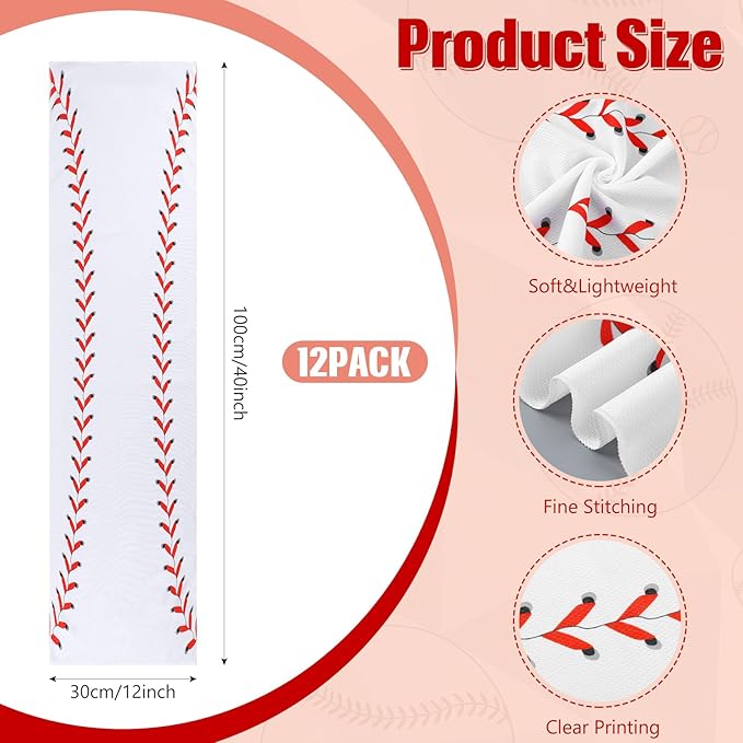 Hahafelt 12 Pack Baseball Cooling Towels, Baseball Ice Towels for Neck, 40"x12" Breathable Chilly Towel with Plastic Container, Microfiber Sport Towel for Players Team Gift Sport Party Favors