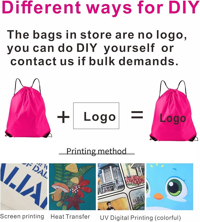 CODOBON 20 Pack Bulk Drawstring Backpacks Fuchsia, 16.5"X13.3" Cinch Bags, Can Hold 14 Inch PC, Lightweight Travel Storage & Gift Bags for Outdoor Sports