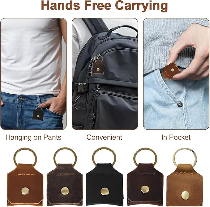 Jack&Chris Genuine Leather SD Card Holder Keychain, Anti-Shock Anti-Dust SD Card Case, Portable Camera Accessories for SD CF CFexpress Micro SD Nano SIM and Micro SIM Cards, Dark Brown 4 Packs