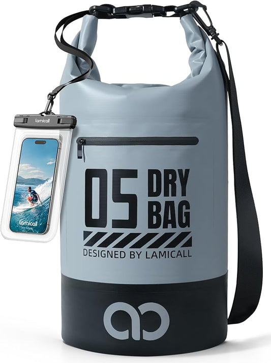 Lamicall Small Dry Bag, Waterproof Bag - [Durable & Floating] 5L/10L/20L/30L/40L Water Proof Bag with Waterproof Phone Pouch, Keeps Gear Dry Sack for Kayak Swim Boat Paddle Boarding Hiking Fishing