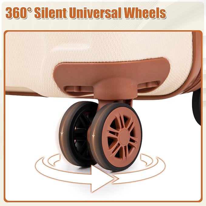 Luggage Sets 6 Piece Suitcases with Wheels,ABS Hard Case Suitcases with Spinner Wheels,Durable Travel Luggage(Beige, 6 Piece Set(16"/20"/24"/28))