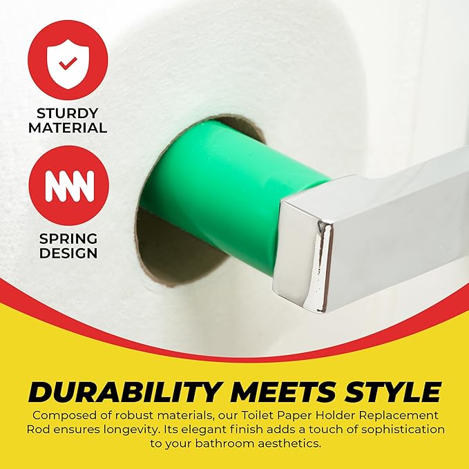 Qualihome Green Universal Plastic Spring Loaded Toilet Paper Roll Holder Replacement Rod, Green Toilet Paper Roll Replacement Rod