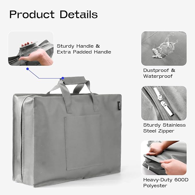 Shoe Bag for Travel with Handle, Travel Shoe Organizer Portable Luggage Shoe Storage Bag, Shoe Bags for Packing in Suitcase (Grey)
