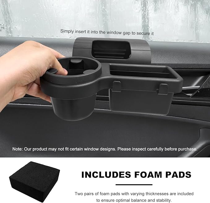 Car Window Multifunctional Storage Organizer, Vehicle Door Side Hanging Storage Rack with Cup Holder, Auto Window Mount Organizer for Cell Phone Earphone Key Water Cup