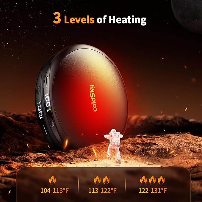 Hand Warmers Rechargeable 2 Pack, AI Temperature Control Electric Handwarmers, Stone Shape Portable Pocket Heater, Great Gift for Christmas Hunting, Golf, Camping Black