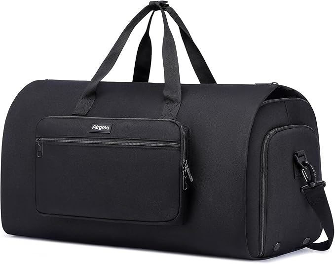 Convertible Duffle Bags for Men, Garment Bag for Travel, Carry on Garment Duffel Bag with Shoe Compartment, 2 in 1 Hanging Dress Suitcase Suit Travel Bags, Black