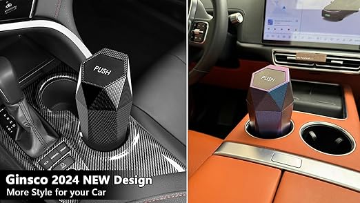Ginsco Car Trash Can with Lid, Mini Car Garbage Can, Car Trash Bin Car Accessories for Interior, Leakproof Small Trash Cup for Car, Home, Bedroom Office (Red)