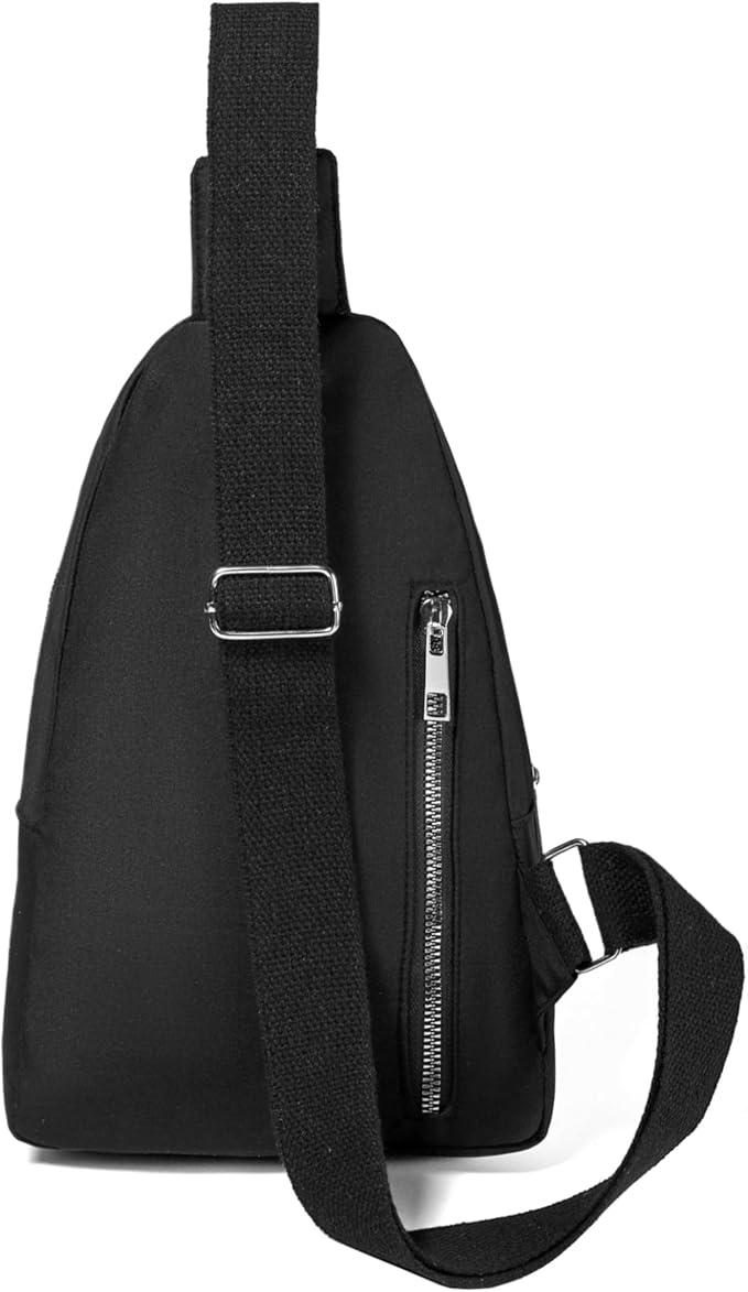 Banelu Small Sling Backpack Crossbody Bags for Women Men, Small Sling Bag Cross Body Bag Fanny Packs Crossbody Purses - Silver Zipper