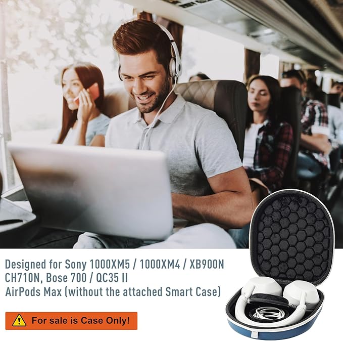ProCase Hard Case for Sony WH-CH720N/ WH-CH710N/ WH-CH520/ WH-CH510/ WH-1000XM5/ WH-1000XM4/ WHXB910N/ Bose 700 Noise Cancelling Wireless Headphones, Travel Carrying Bag with 2 Dust Covers -Navy