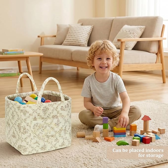 Floral Fabric Storage Basket Car Interior Storage Basket Underwear Sundries Laundry Baskets Supplies Home Organizer Bag (Coffee 1)