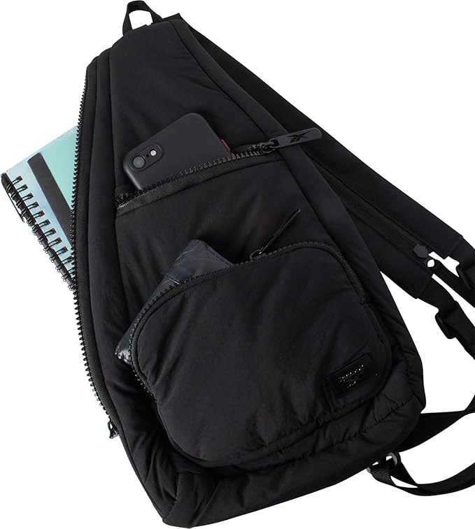 Reebok Unisex Crossbody Bag - Convertible Compact Durable Cross Body Bag for Women and Men - Gym and Travel Essentials, Size One Size, Maeve Black