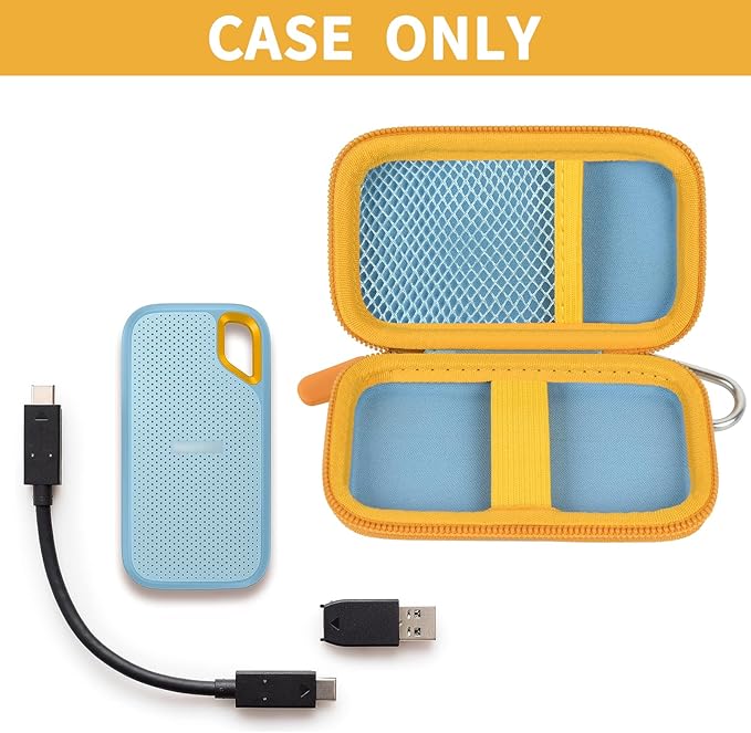 PAIYULE SSD Case for SanDisk Extreme Portable SSD Old & New Model and Extreme PRO, Hard Shell Protective Storage Bag, Fits 1TB 2TB 4TB 8TB External Solid State Drive for Business Travel(SkyBlue)