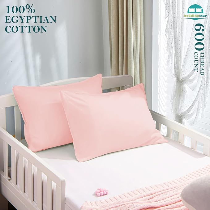Travel Pillow Case 14x20 Size Set of 2 Envelope Closure Toddler Pillowcase 600 Thread Count 100% Egyptian Cotton Soft & Skin Friendly Travel Pillow Covers 14 x 20, Blush Pink