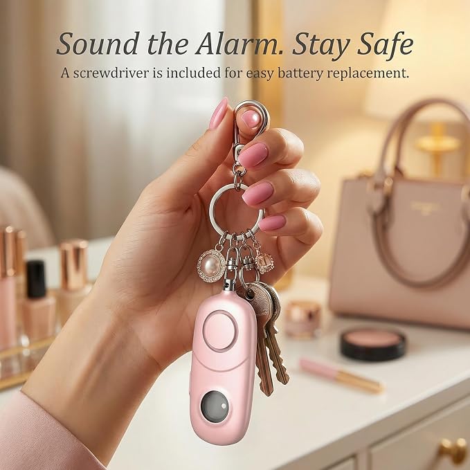 Personal Alarm for Women Keychain Alarm: Qoosea 135dB Emergency Keychain Siren with Strobe Light Loud Siren for Women Kids Students Seniors Emergency Self-Defense for Night Sports