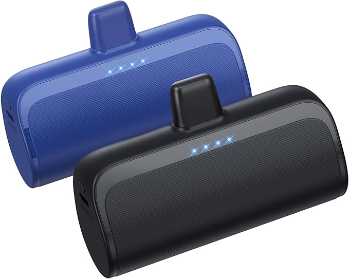 [2 Pack]Mini Portable Charger for iPhone,5200mAh Ultra-Compact Fast Charging Power Bank Cordless Cute Small Battery Pack Compatible with iPhone 14/14 Pro Max/13/13 Pro/12/11/XR/8/7/6(Inky+Deep Blue)