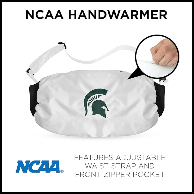 Northwest NCAA Michigan State Spartans Hand Warmer with Adjustable Waist Strap, Officially Licensed Cold Weather Hand Muff for College Sports, Outdoor Sports, Insulated Pocket, Polyester, 7 x 15 in