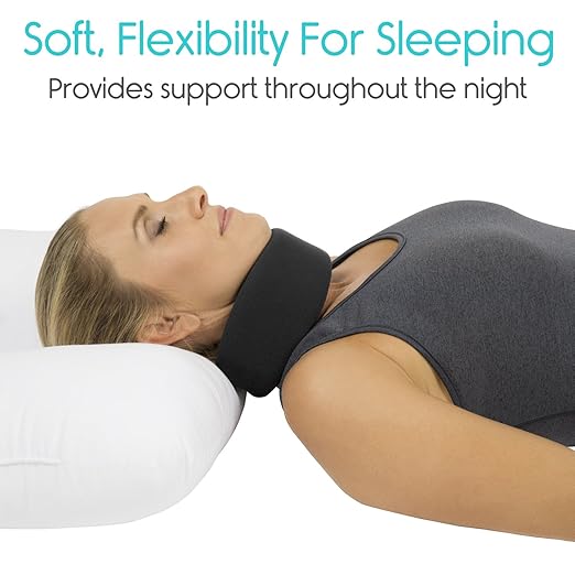 Vive Cervical Collar Neck Brace for Neck Pain and Support for Women & Men - Soft Foam Brace for Pain Relief - Comfortable Corrector Wrap for Posture, Sleeping, Radiculopathy, & Spine (Black, 3 inch)