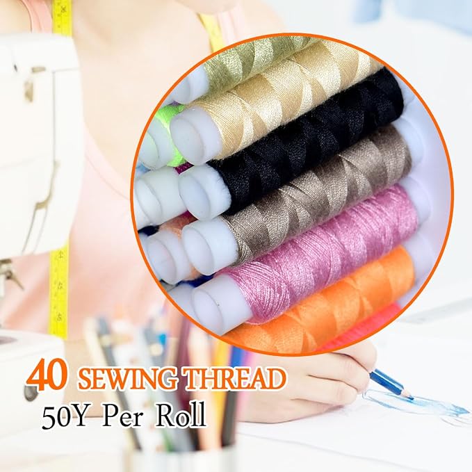 40 Spools of Sewing Thread,Gift Box Portable Basic Sewing Repair Kits (Orange)
