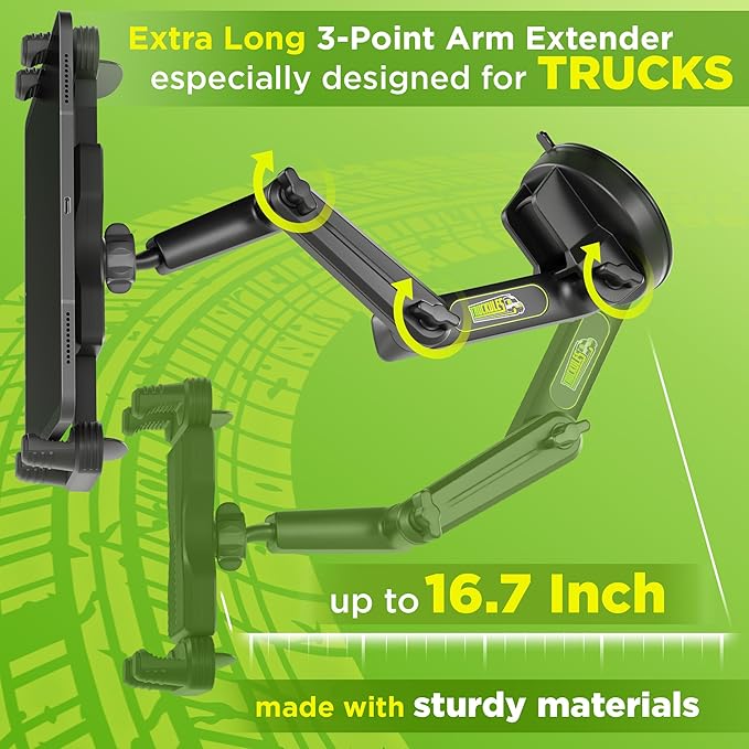 Tablet Holder for Truck Tablet Mount - iPad Mount for Truck, Heavy Duty Super Suction Cup,16.7 inch Long Arm & Stable,Device & iPad Holder for Dashboard,Dashboard Pad Windshield and Window -Commercial
