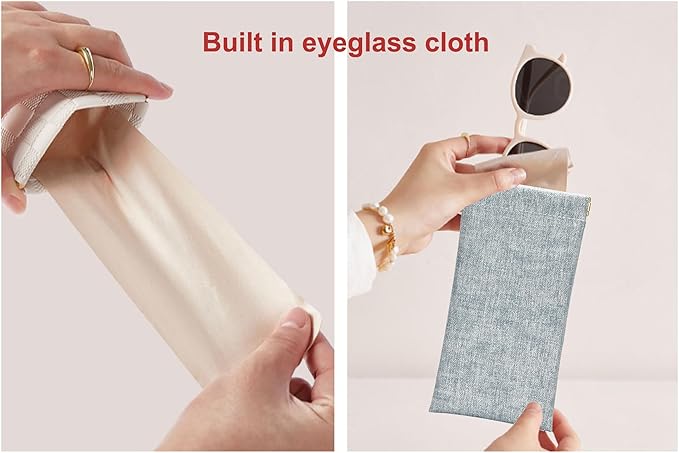 eyeglasses bag Soft Glasses bag, Portable Squeeze Top Sunglasses Case Travel for Women Girls
