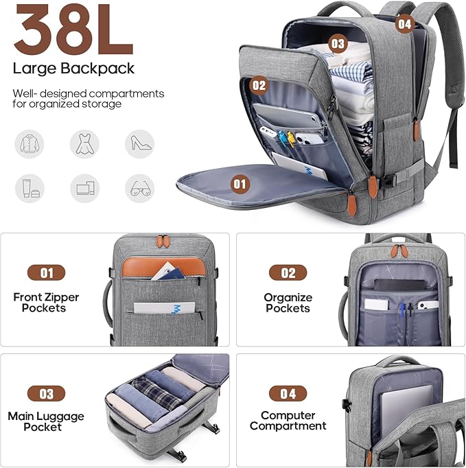 7 Piece Luggage Sets with Premium YKK Zipper, 20/24/28in PC Hardside Suitcase With Spinner Wheels, Luggage Airline Approved, Durable Suitcase Sets with TSA Locks for Travel