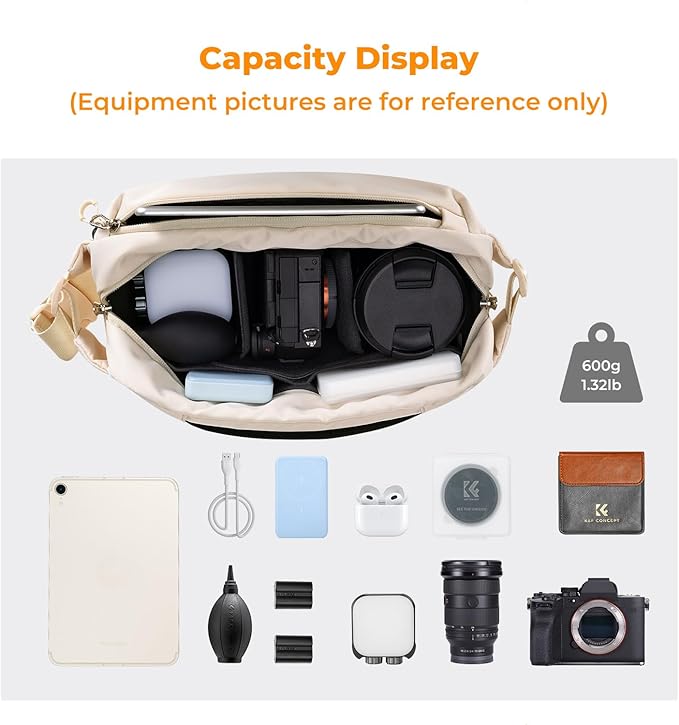 K&F CONCEPT Camera Sling Bag Crossbody Bag Waterproof Camera Shoulder Backpack DSLR/SLR/Mirrorless Camera Case
