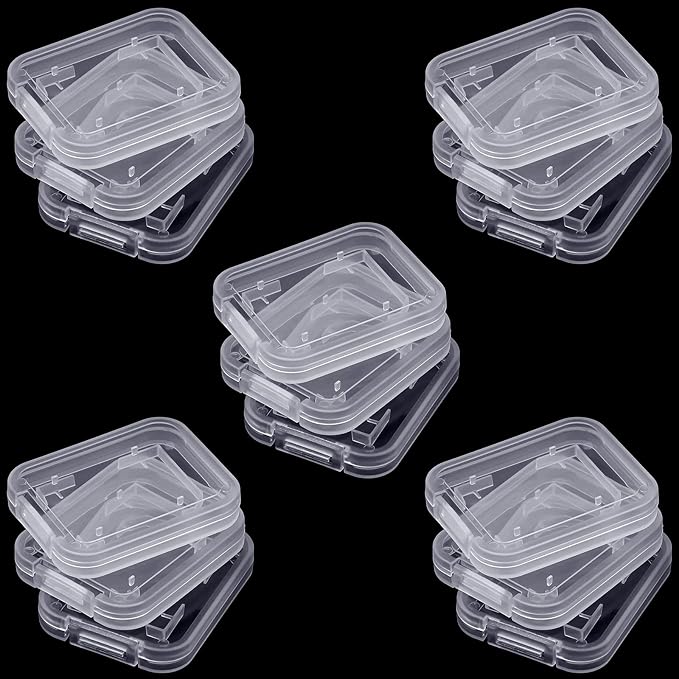 15Pcs SD/SDHC Memory Card Case Holder, Standard SD Plastic Storage Boxes, Clear Compact