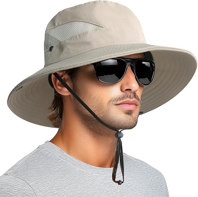 PFFY Sun Hats for Men Women Wide Brim Bucket Hat UPF 50+ Outdoor Beach Hiking Fishing Hat