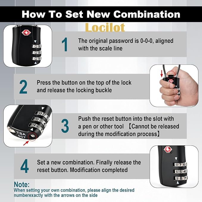 5pcs TSA Approved Luggage Locks with 10pcs Zipper Locks, Zinc Alloy Combination Locker Suitcase Lock, TSA Locks for Luggage, Combination Lock for Locker Backpack (TSA007)