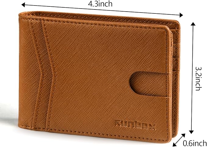 RUNBOX Wallet for Men -Slim Rfid Leather Mens Bifold Novelty Wallets 2 ID Window With Gift Box Men's Accessories | Slim